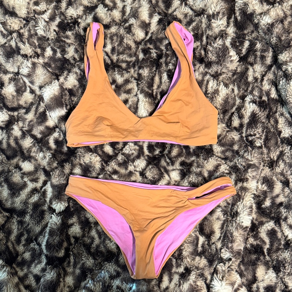 Reversible Honey and Electric Lilac Bikini Set